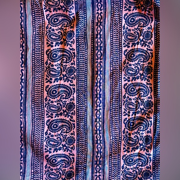 BNWT NATALIE MARTIN Voluminous Paisley Stripe Cotton Top XL Navy/Pink/Gray - Picture 6 of 16